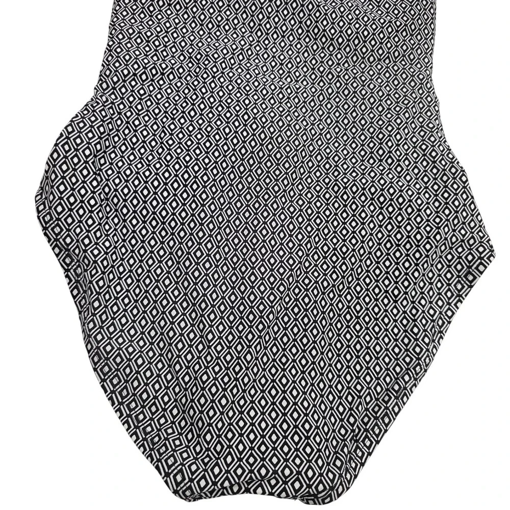 DKNY Womens Geometric Diamond Print One Piece Swimsuit Black White Small - Picture 6 of 10